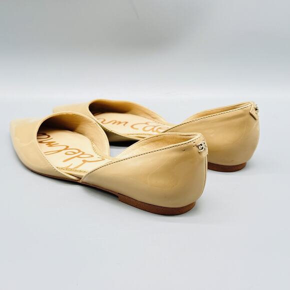 Sam Edelman Shoes Womens 6 Beige Patent Leather D'Orsay Pointed Toe Flats Cutout - Picture 6 of 13